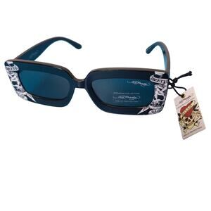Ed Hardy Love Kills Slowly Sunglasses 100% UV Protective Vertex Black Skulls